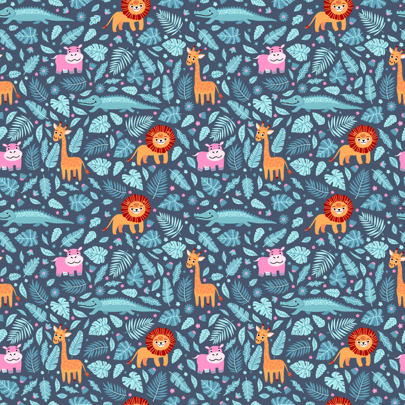 Animal vinyl rug with various jungle animals design - TenStickers