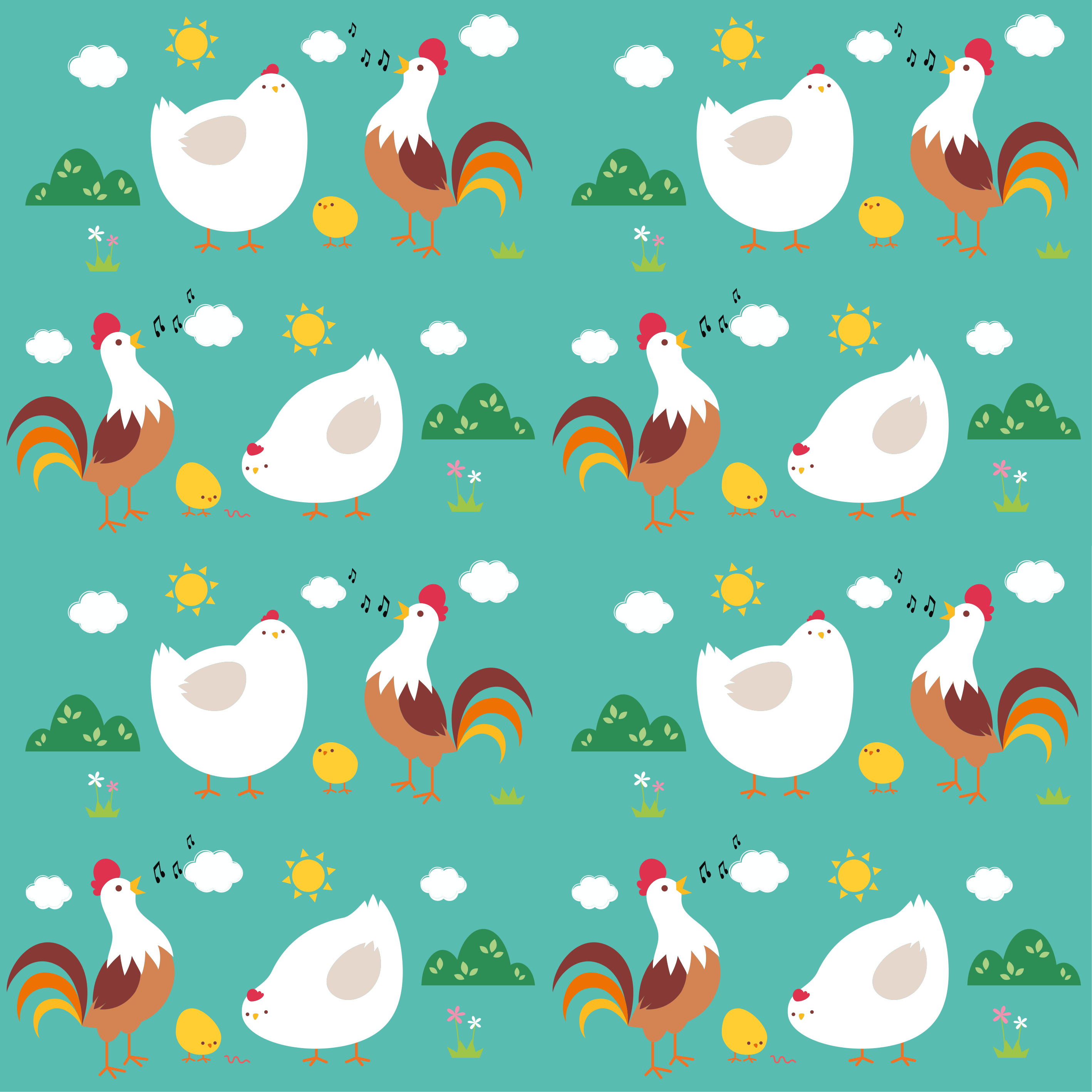 Animal vinyl rug singing rooster design - TenStickers