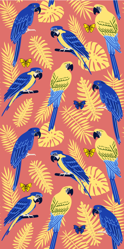 Parrots and butterflies animal vinyl rug - TenStickers