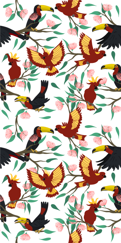 Flying parrots and toucans animal vinyl rug - TenStickers