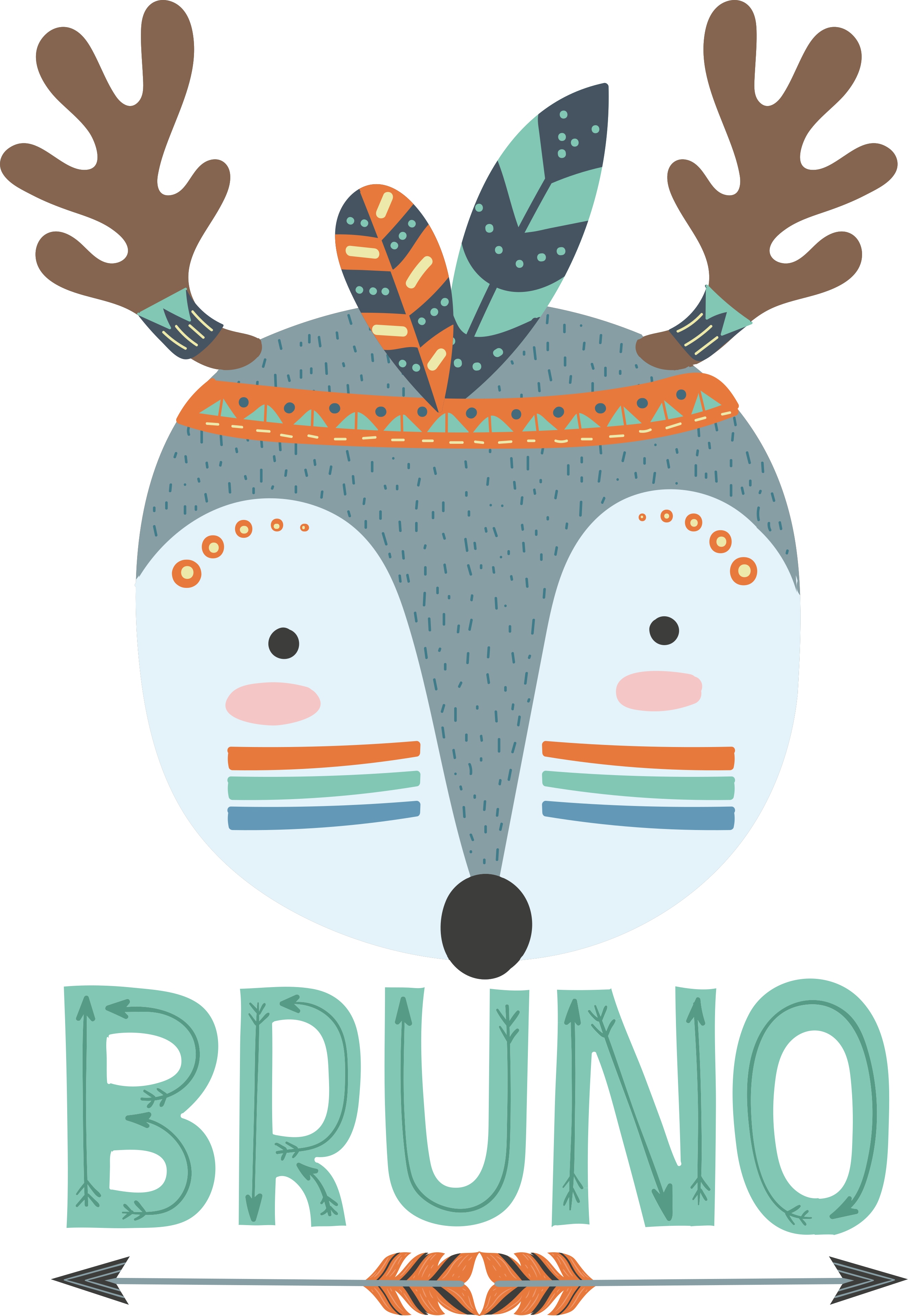 Nordic deer with name animal vinyl rug - TenStickers