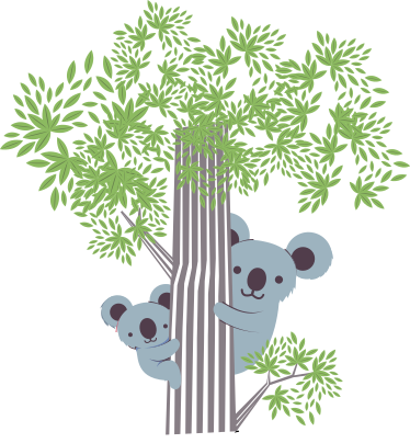 Animal vinyl rug with koalas in a tree - TenStickers