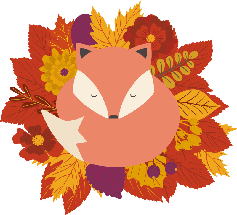 Animal vinyl rug fox with leaves - TenStickers