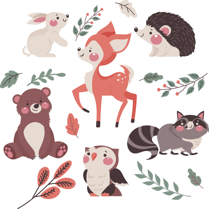 Whimsical animal companions animal vinyl rug - TenStickers