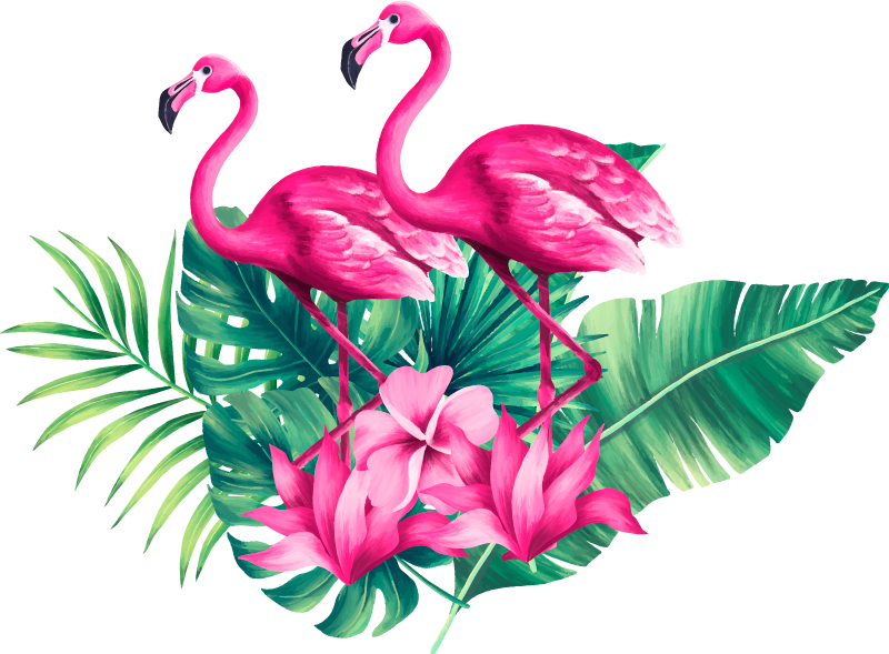 Animal vinyl rug flamingos and foliage - TenStickers