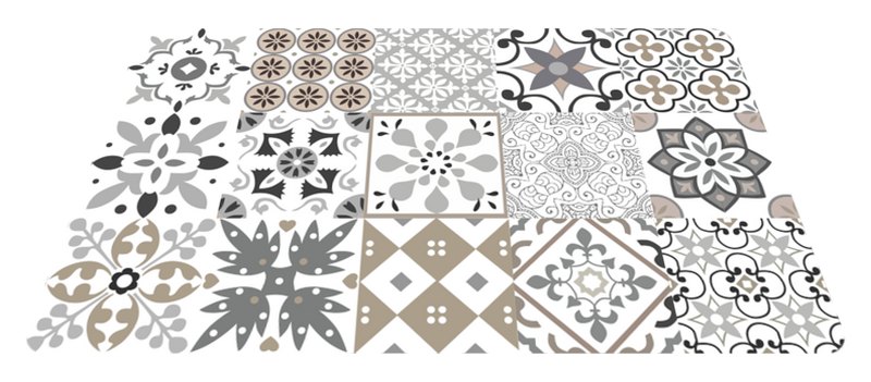 Kitchen vinyl rug geometric tile mosaic design - TenStickers