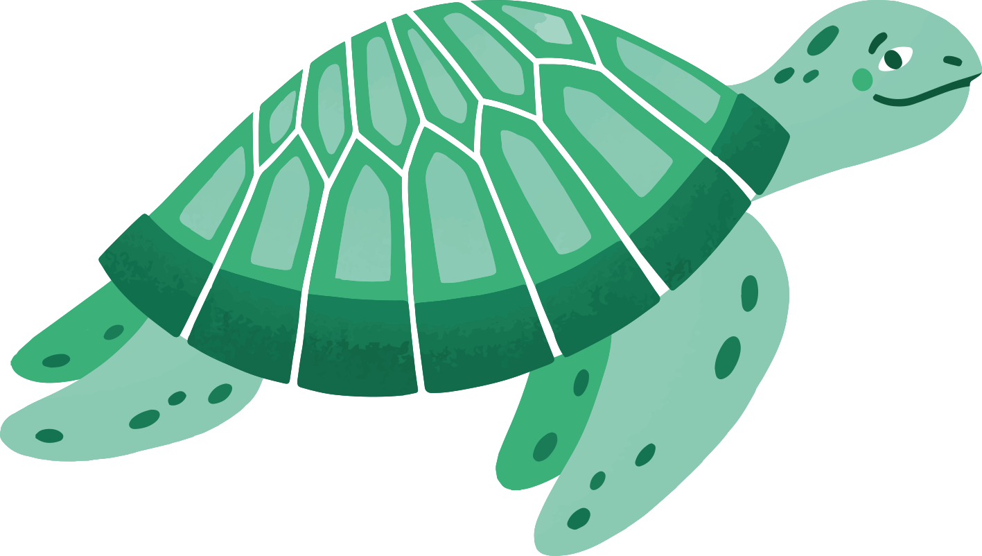 Playful turtle art animal vinyl rug - TenStickers