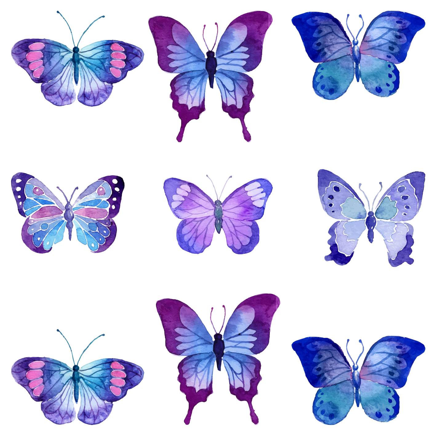 Lively butterfly illustrations animal vinyl rug - TenStickers