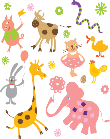 Colorful creatures animal vinyl rug - TenStickers