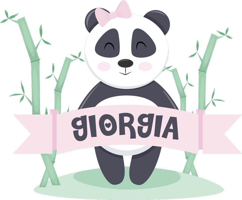 Animal vinyl rug baby panda girl personalized - TenStickers