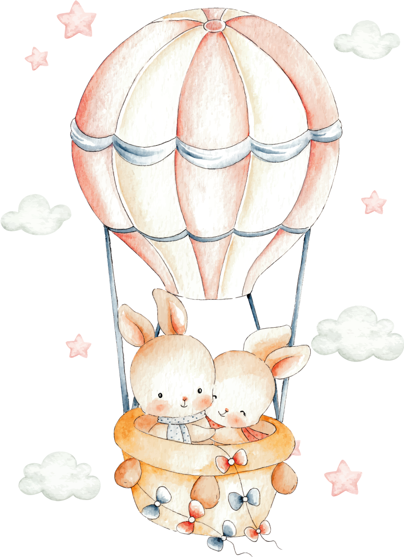 Animal vinyl rug with pastel bunnies in balloons - TenStickers