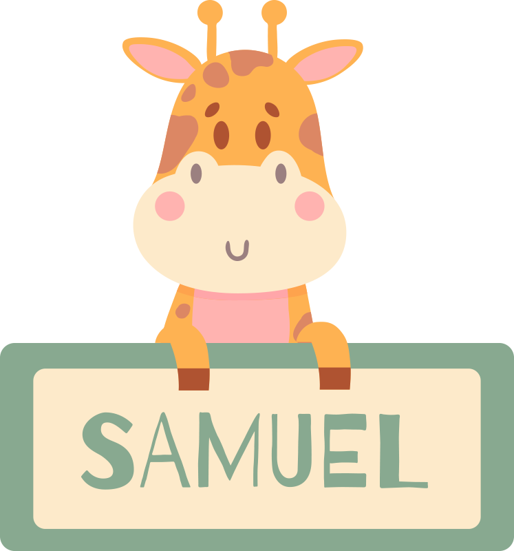 Giraffe name tag animal vinyl rug - TenStickers