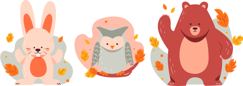 Bear and wood rabbits animal vinyl rug - TenStickers