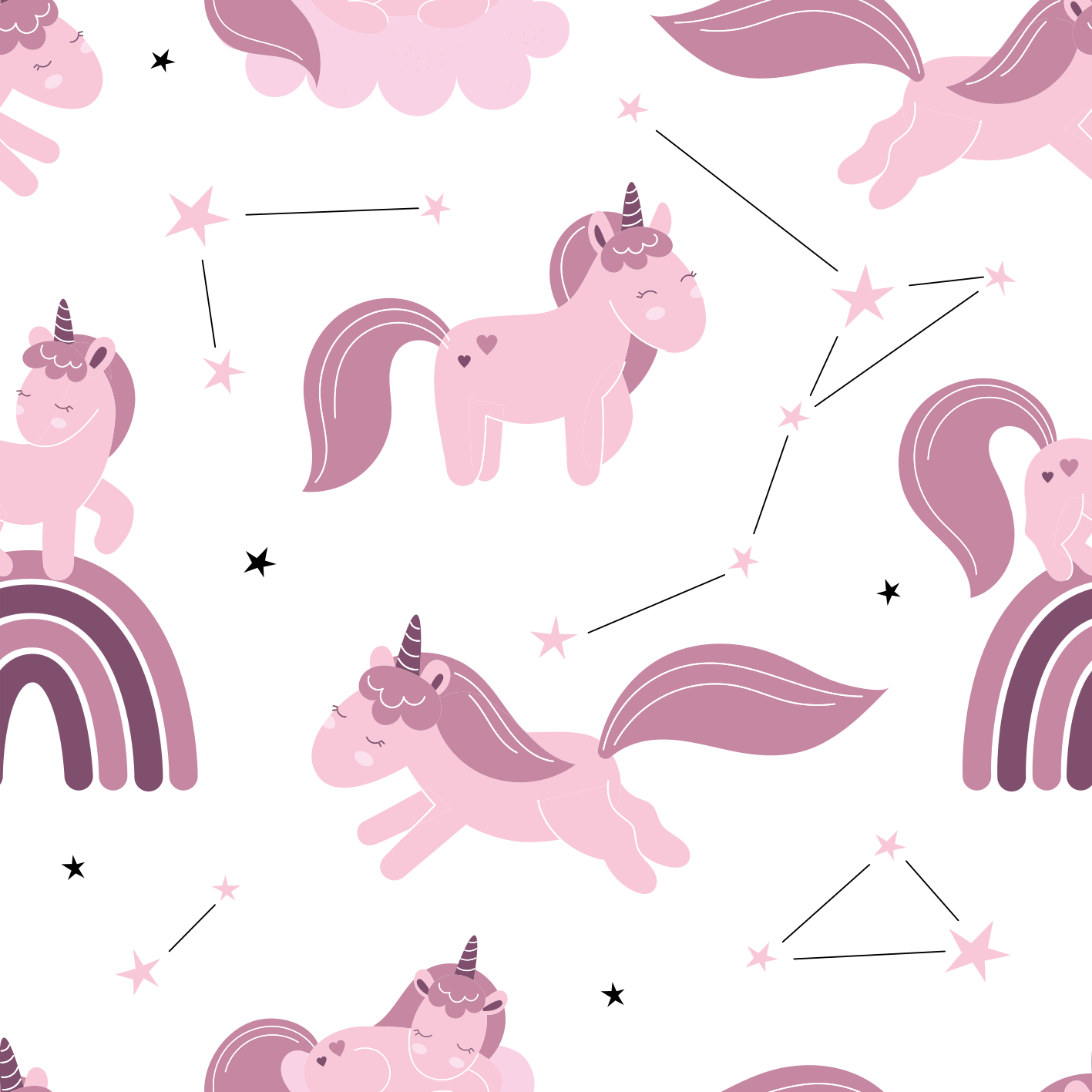 Animal vinyl rug unicorns and constellations - TenStickers