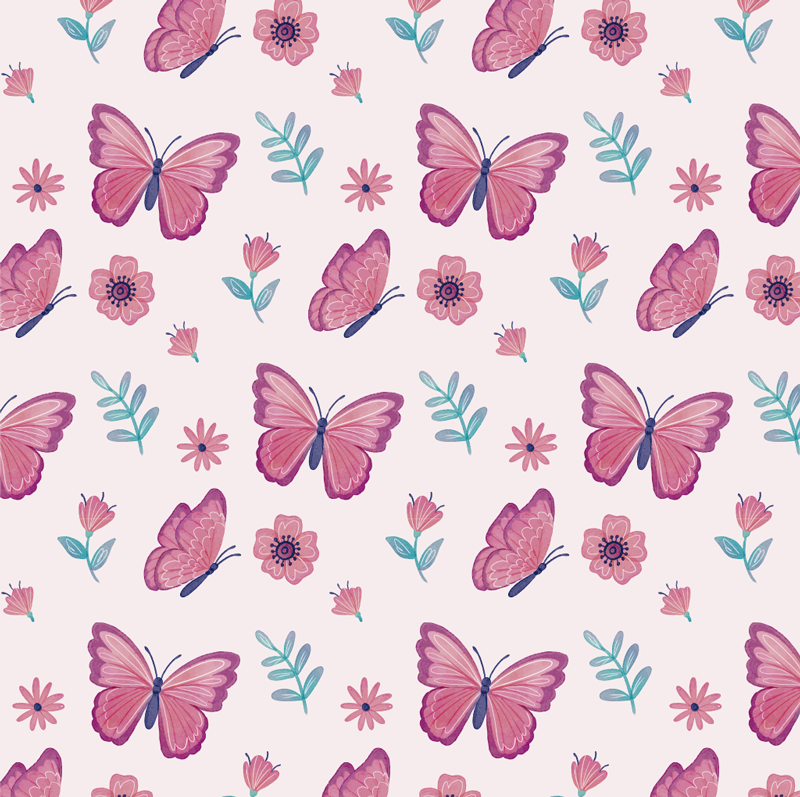 Animal vinyl rug butterfly flower design - TenStickers
