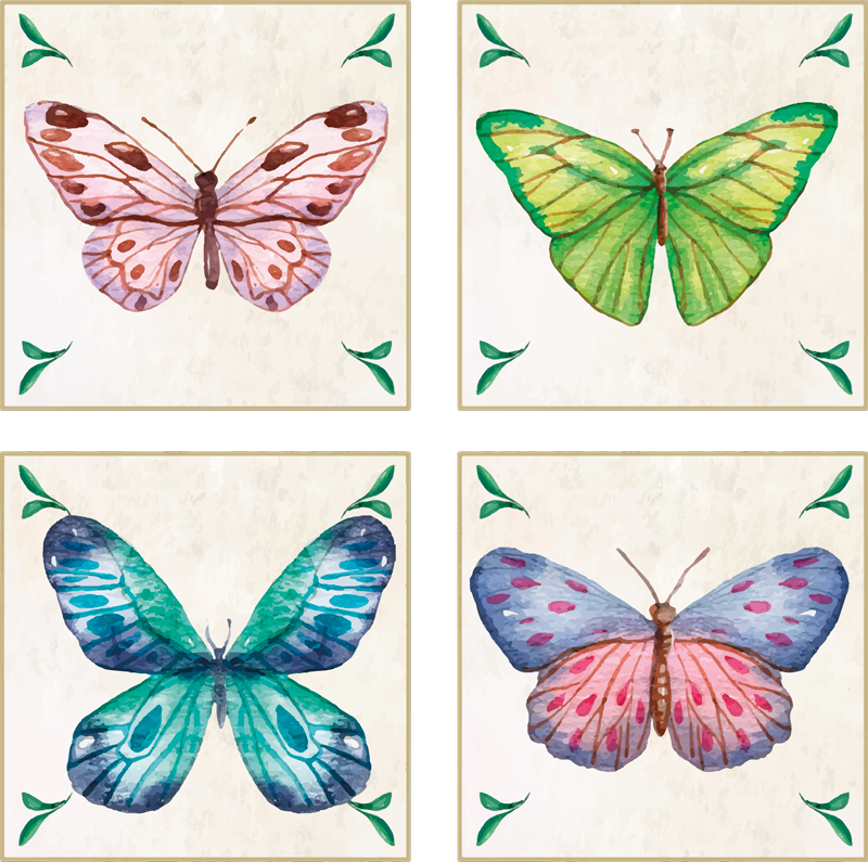 Animal vinyl rug with bright butterfly patterns - TenStickers