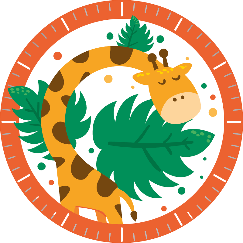 Animal vinyl rug with giraffe children's clock - TenStickers