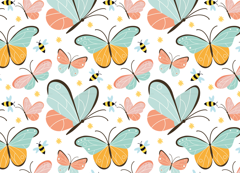 Animal vinyl rug with butterflies and bees design - TenStickers