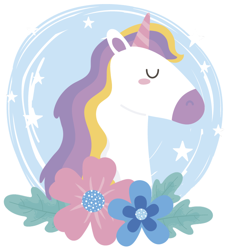 Animal vinyl rug bright hair unicorn - TenStickers