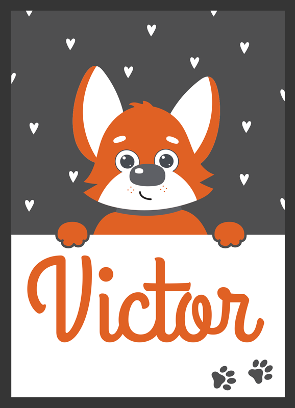 Animal vinyl rug dog kids poster with name - TenStickers