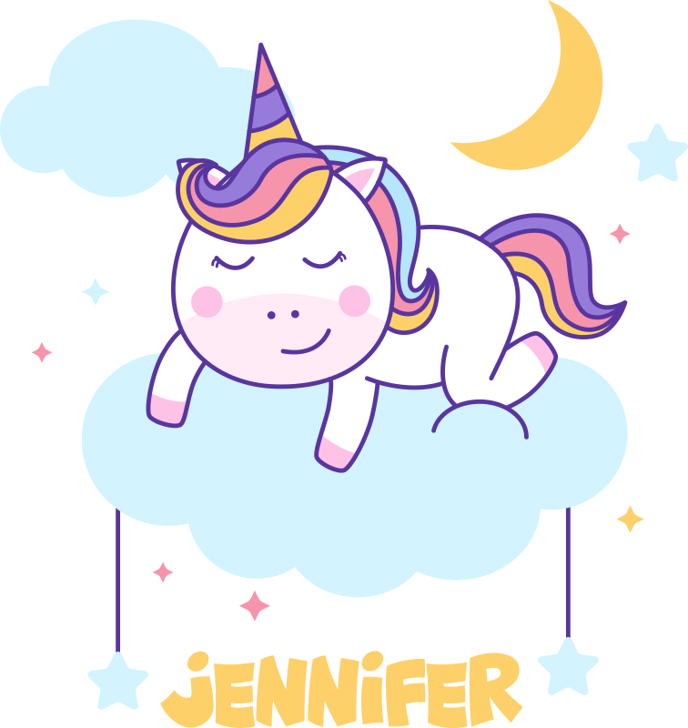 Sleeping unicorn personalized rainbow animal vinyl rug - TenStickers
