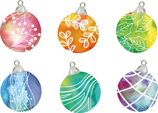 Christmas vinyl rug watercolor christmas ball ornaments - TenStickers