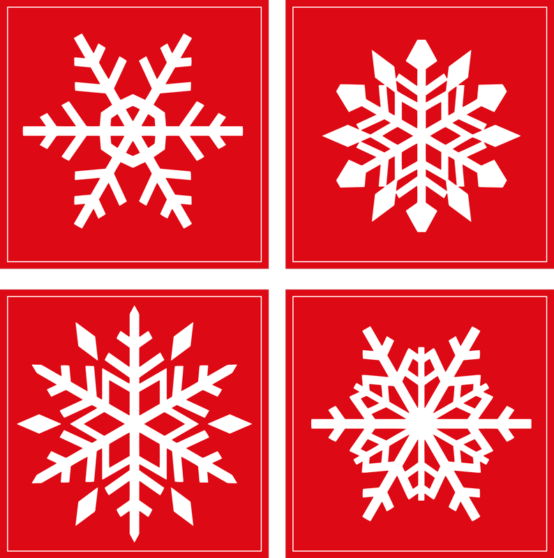 Christmas vinyl rug red snowflake tiles - TenStickers