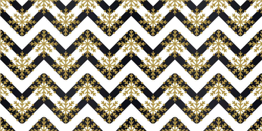 Christmas vinyl rug with golden snowflakes on zigzag stripes - TenStickers