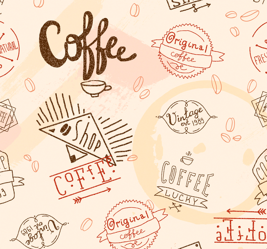 Kitchen vinyl rug with coffee symbols - TenStickers