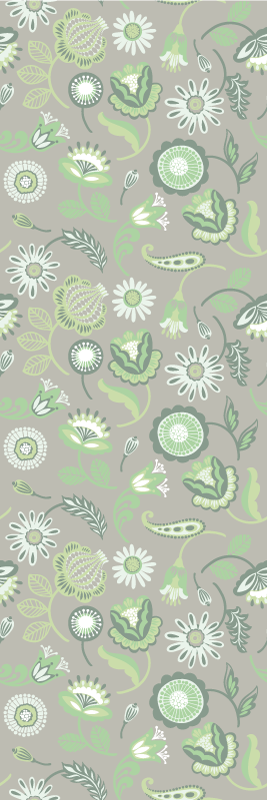 Kitchen vinyl rug with delicate green floral pattern - TenStickers