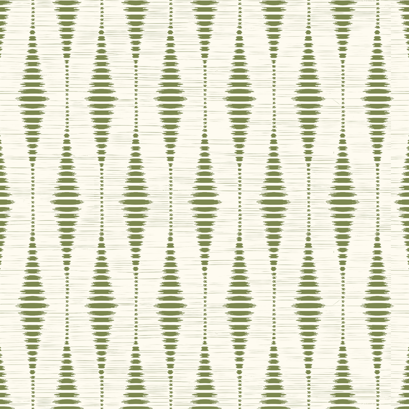 Geometric vinyl rug in moss green rabaul ikat - TenStickers