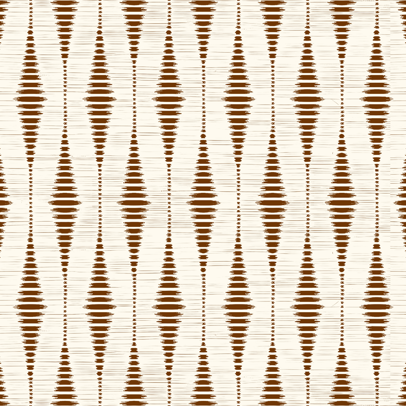 Geometric vinyl rug in chocolate brown ikat design - TenStickers