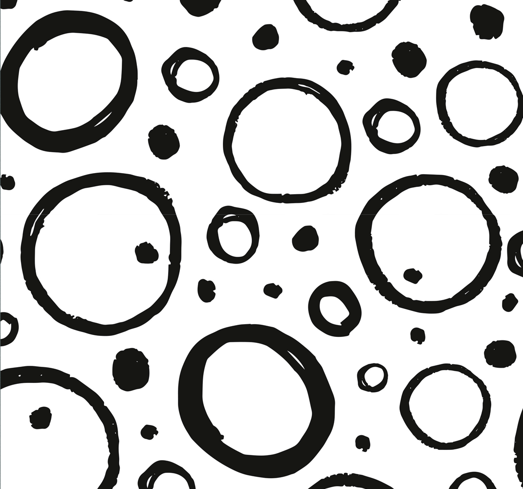 Geometric vinyl rug in black and white circular design - TenStickers