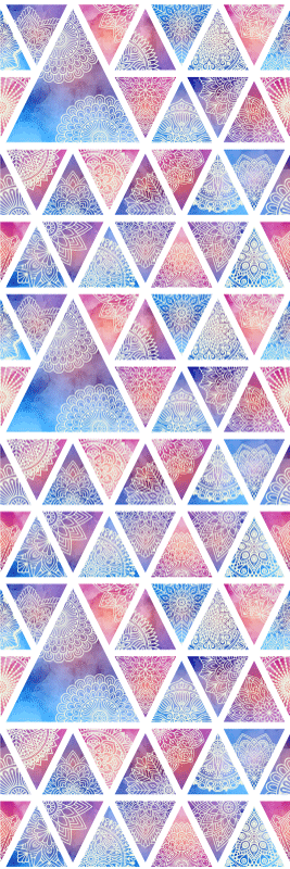 Geometric vinyl rug with ethnic floral triangles - TenStickers