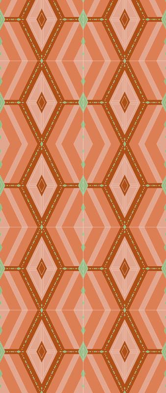 Geometric vinyl rug in 30s autumnal shades - TenStickers