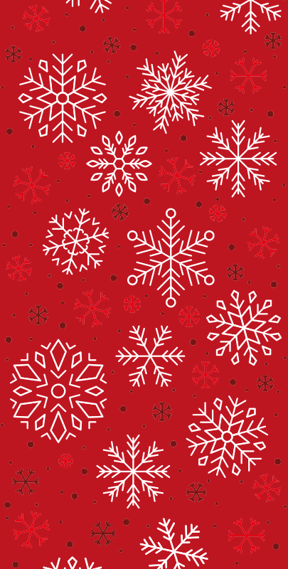 Christmas vinyl rug with snowflakes on red background - TenStickers