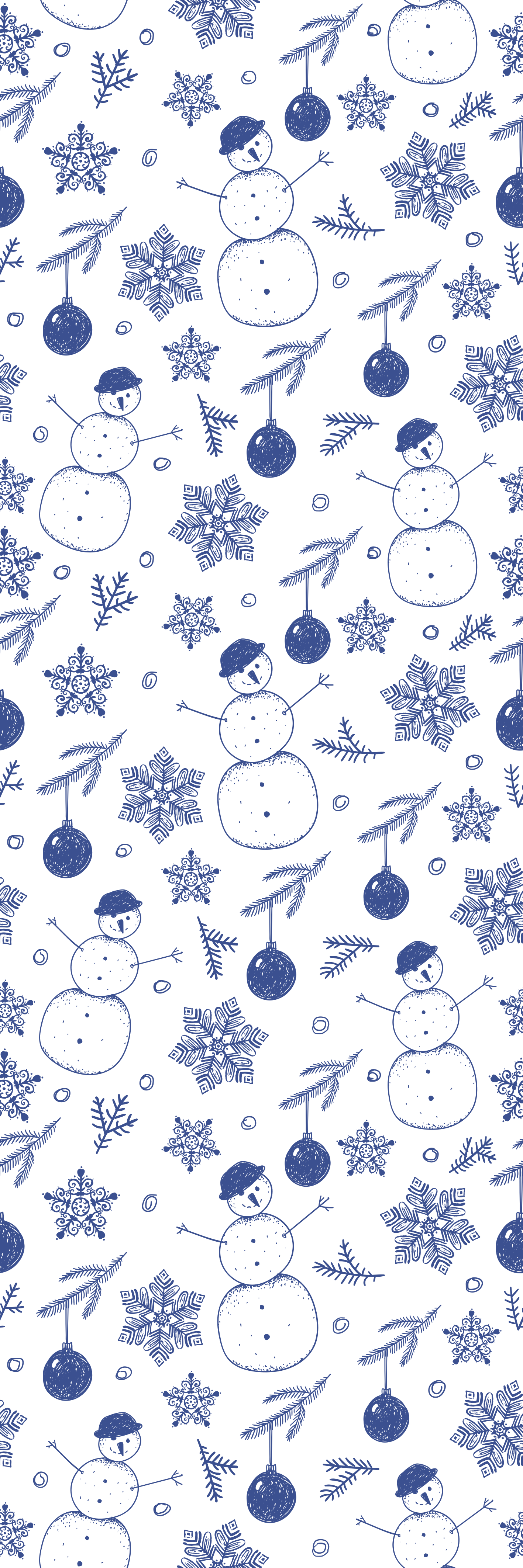 Christmas vinyl rug with hand drawn blue winter design - TenStickers