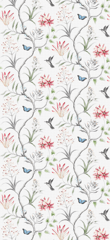 Bedroom vinyl rug with bird and butterfly branches - TenStickers