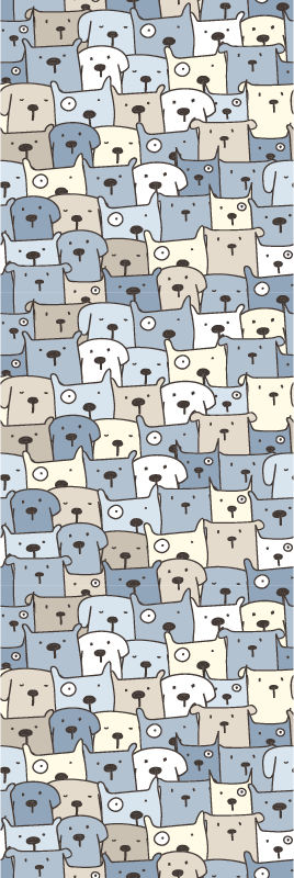 Bedroom vinyl rug with gray sketched dogs - TenStickers
