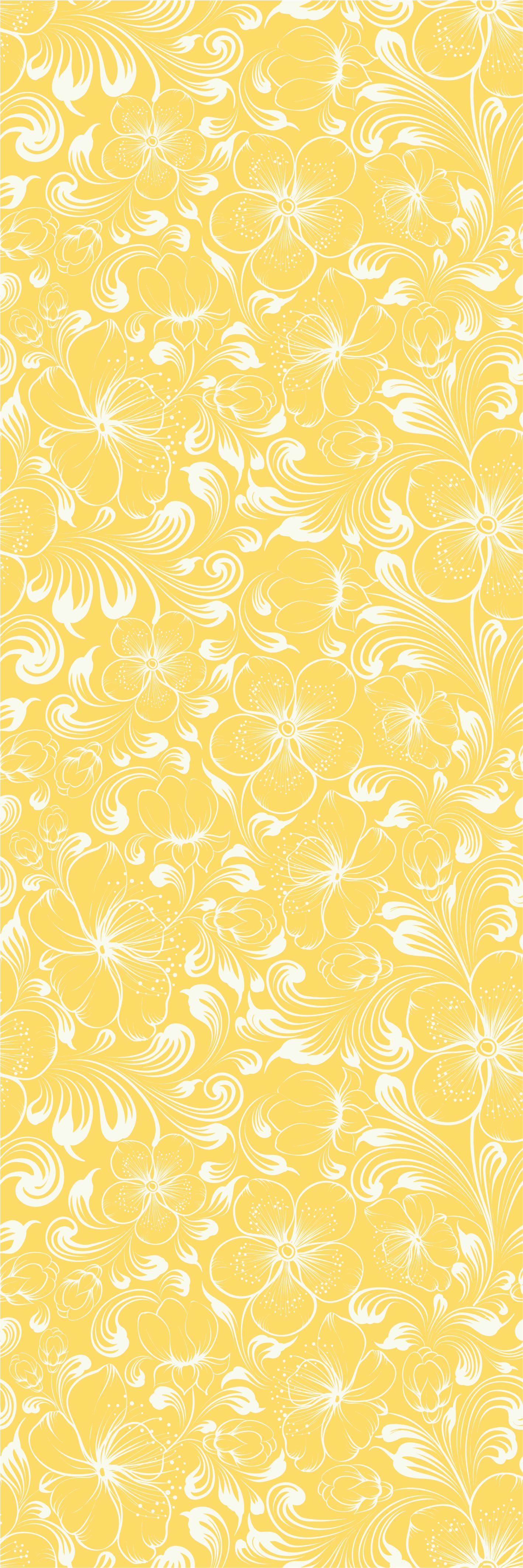 Yellow floral grandmillenial style bedroom vinyl rug - TenStickers