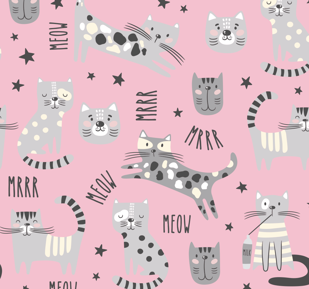 Stylish cats bedroom vinyl rug - TenStickers