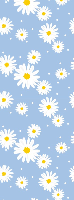 Bedroom vinyl rug with white flowers on blue - TenStickers