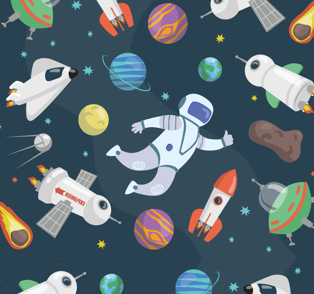 Bedroom vinyl rug with spaceships design - TenStickers