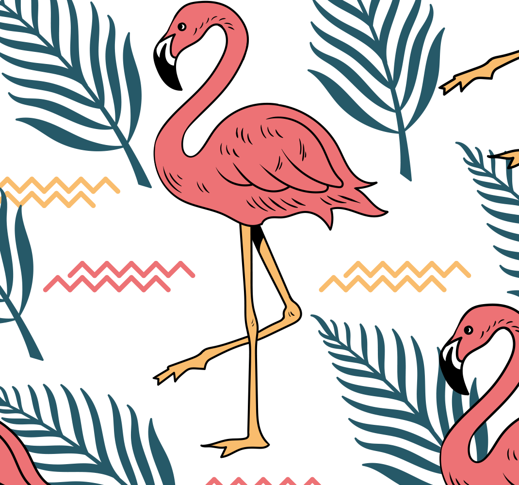Tropical leaves with flamingos bedroom vinyl rug - TenStickers
