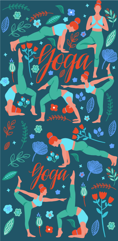 Bedroom vinyl rug with woman practicing yoga - TenStickers