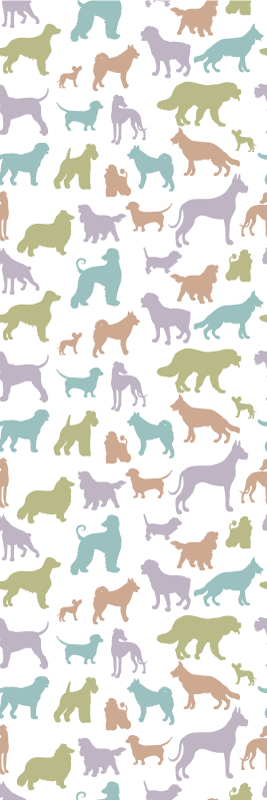 Bedroom vinyl rug with pastel dog silhouettes - TenStickers