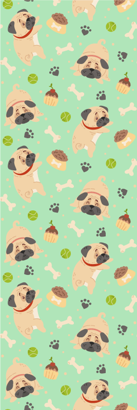 Bedroom vinyl rug chubby bulldog with a bone - TenStickers