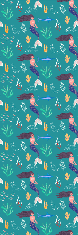 Bedroom vinyl rug featuring mermaids and swordfish - TenStickers