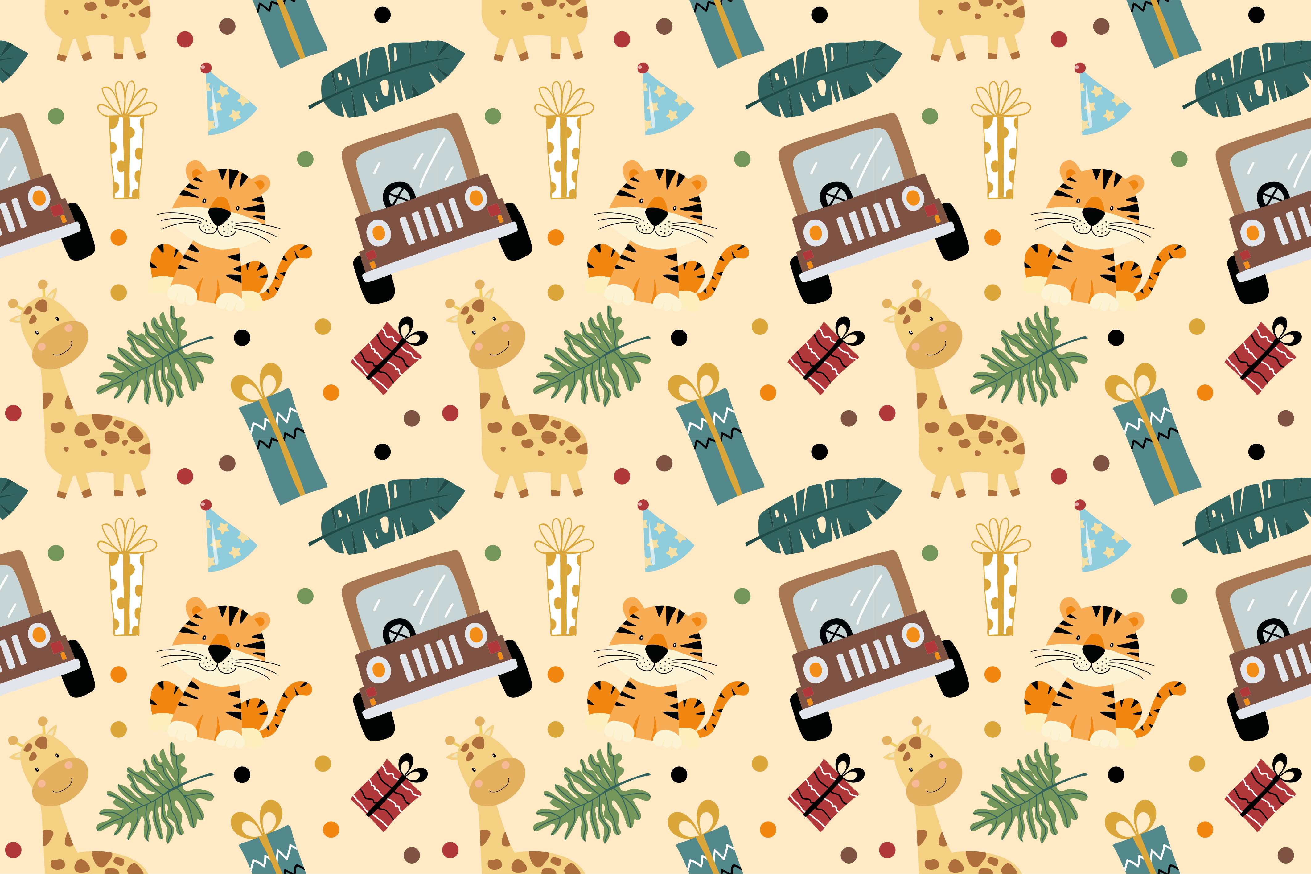 Nature vinyl rug with whimsical safari themes - TenStickers
