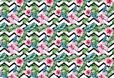 Floral vinyl rug with zigzag tropical patterns - TenStickers